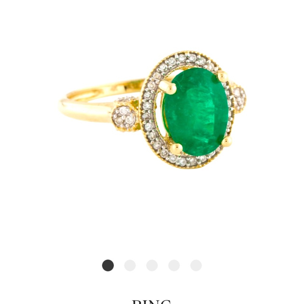 14k diamond and emerald cocktail ring